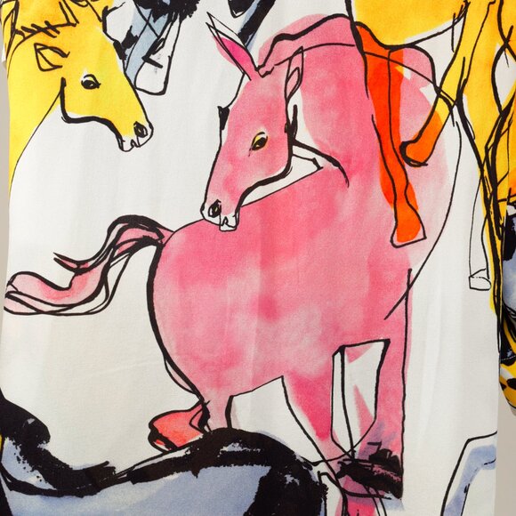 Stella McCartney Resort 2020 Kaela White Horse-Print High-Neck Midi Dress - Picture 10 of 14